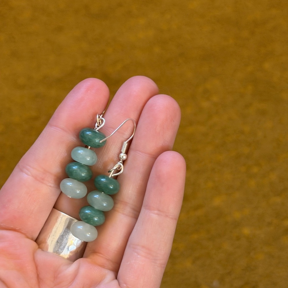 Handmade Green Aventurine Bead Drop Earrings - Women's Jewelry
